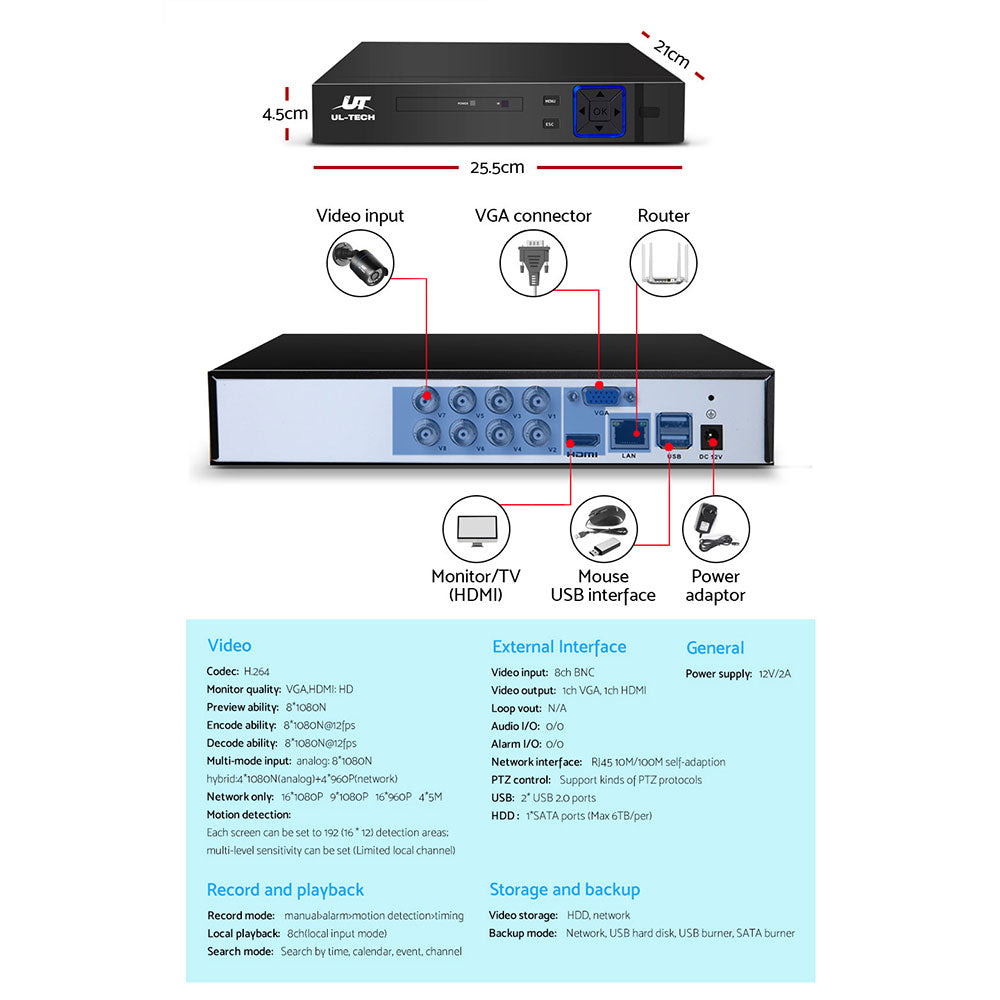 UL Tech 1080P 8 Channel HDMI CCTV Security Camera-4