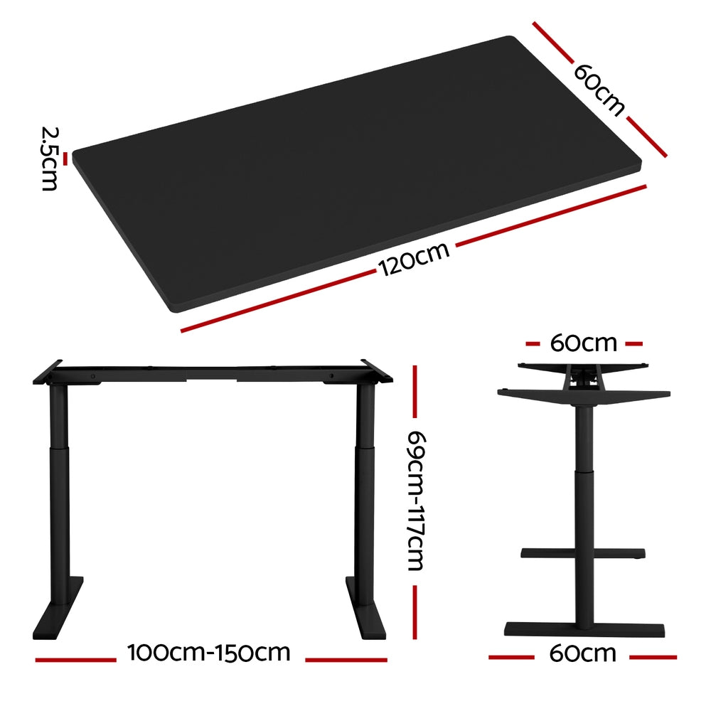 Artiss Electric Standing Desk Height Adjustable Sit Stand Desks Table Black-1