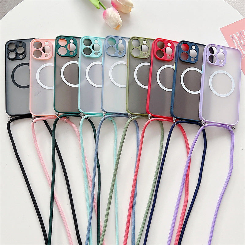 Magnetic Lanyard Phone Case Transparent Crossbody Drop-resistant