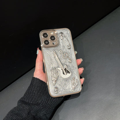 Cement Gray Metal Guitar Electroplating Protective Cover Phone Case