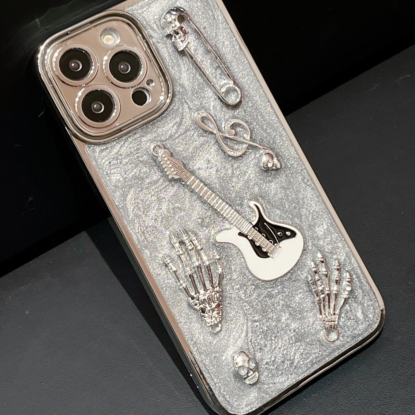 Cement Gray Metal Guitar Electroplating Protective Cover Phone Case