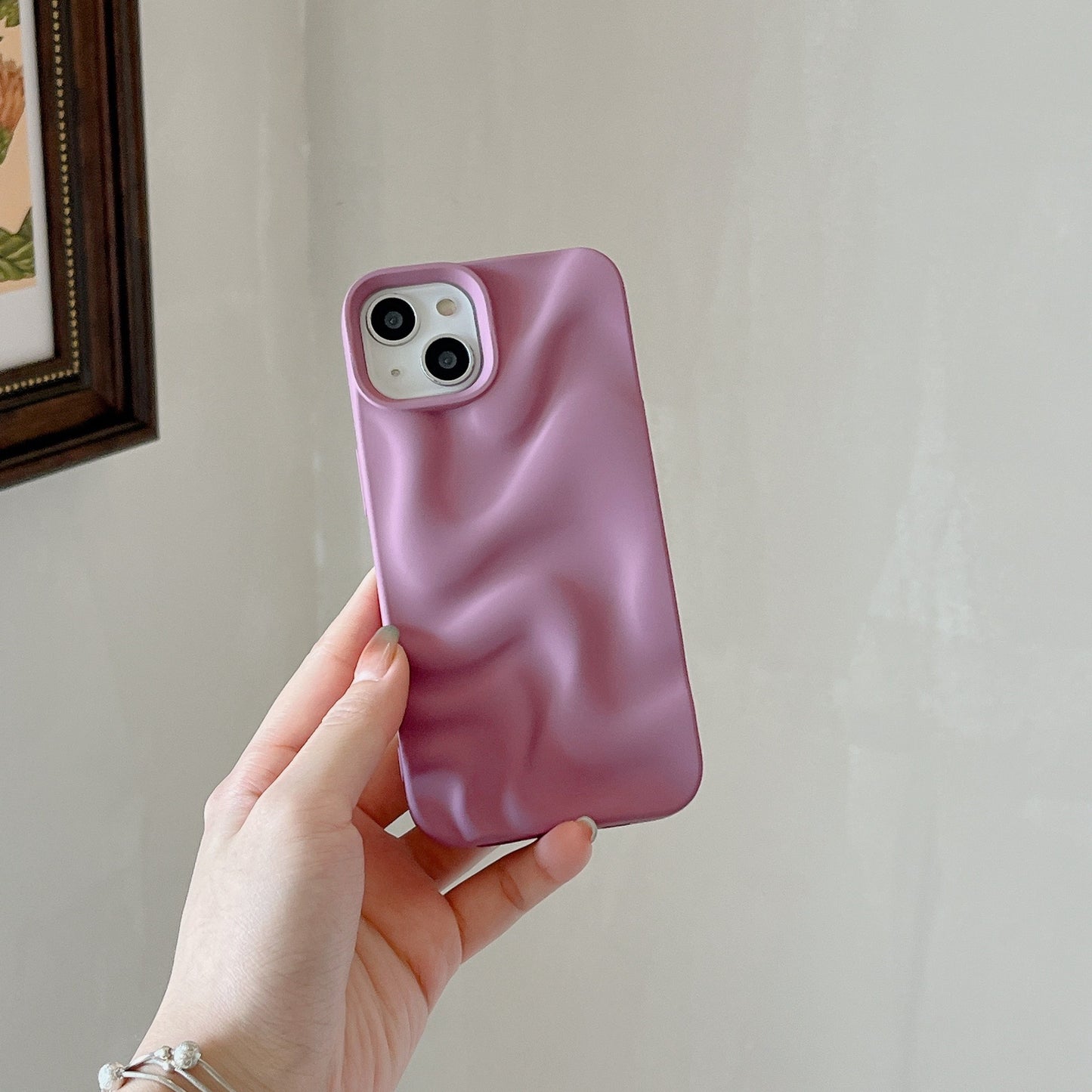 Pleated Water Ripple Solid Color Electroplated Drop-resistant Soft Shell