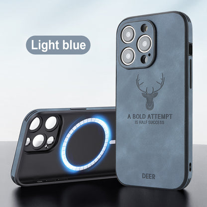 Phone Case Deer Head Built-in Magnetic Drop-resistant Protective Cover