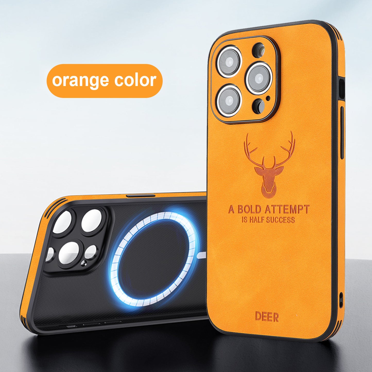 Phone Case Deer Head Built-in Magnetic Drop-resistant Protective Cover