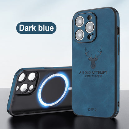 Phone Case Deer Head Built-in Magnetic Drop-resistant Protective Cover