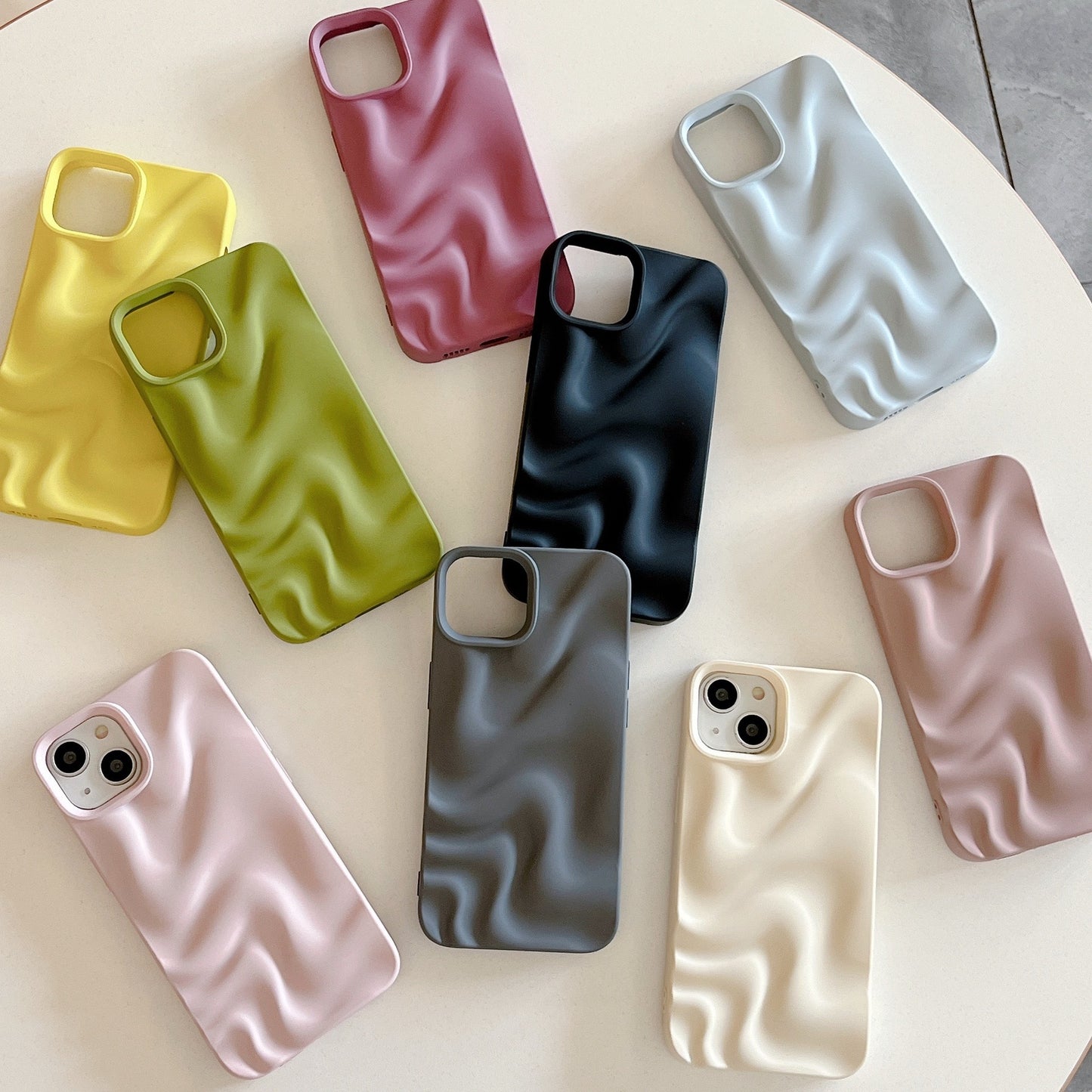 Pleated Water Ripple Solid Color Electroplated Drop-resistant Soft Shell
