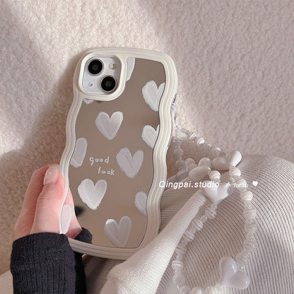 Wavy Edge Mirror Love Suitable For Phone Case Silicone All-pack