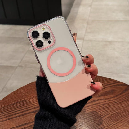 Phone Case Magnetic Up And Down Plug AF Transparent Stitching Two-color Protective Sleeve