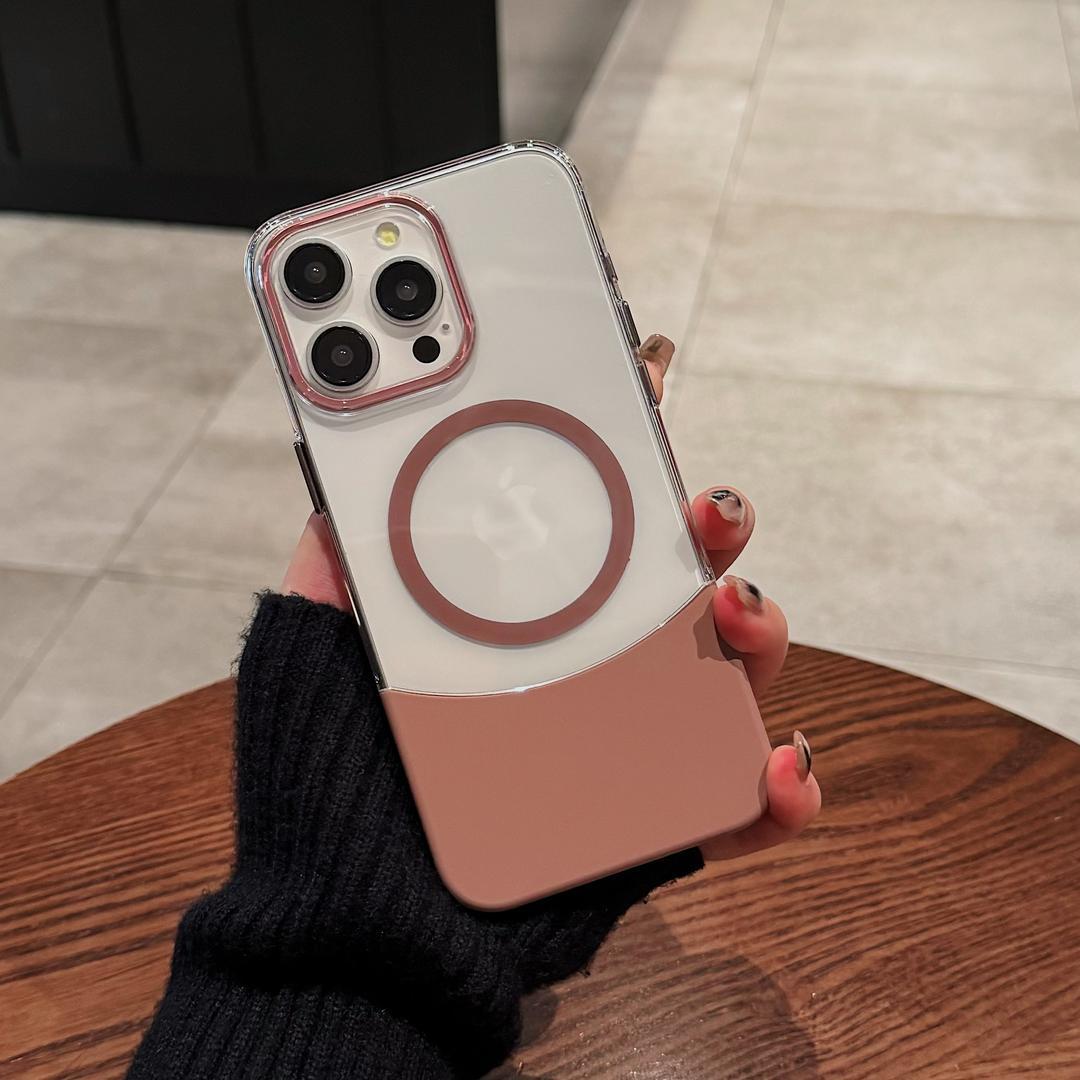 Phone Case Magnetic Up And Down Plug AF Transparent Stitching Two-color Protective Sleeve