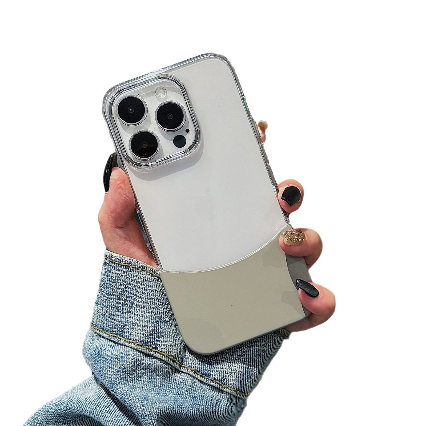 Phone Case Magnetic Up And Down Plug AF Transparent Stitching Two-color Protective Sleeve