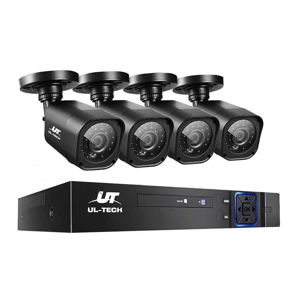UL-TECH 8CH 5 IN 1 DVR CCTV Security System Video Recorder /w 4 Cameras 1080P HDMI Black-0
