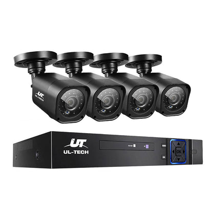 UL-TECH 8CH 5 IN 1 DVR CCTV Security System Video Recorder /w 4 Cameras 1080P HDMI Black-0
