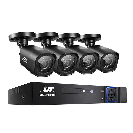 UL-TECH 8CH 5 IN 1 DVR CCTV Security System Video Recorder /w 4 Cameras 1080P HDMI Black-0