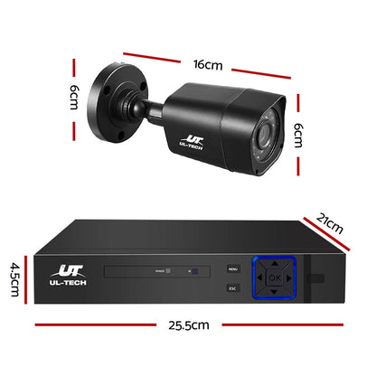 UL-TECH 8CH 5 IN 1 DVR CCTV Security System Video Recorder /w 4 Cameras 1080P HDMI Black-1