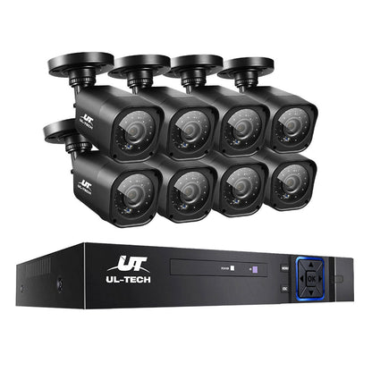 UL-TECH 8CH 5 IN 1 DVR CCTV Security System Video Recorder /w 8 Cameras 1080P HDMI Black-0