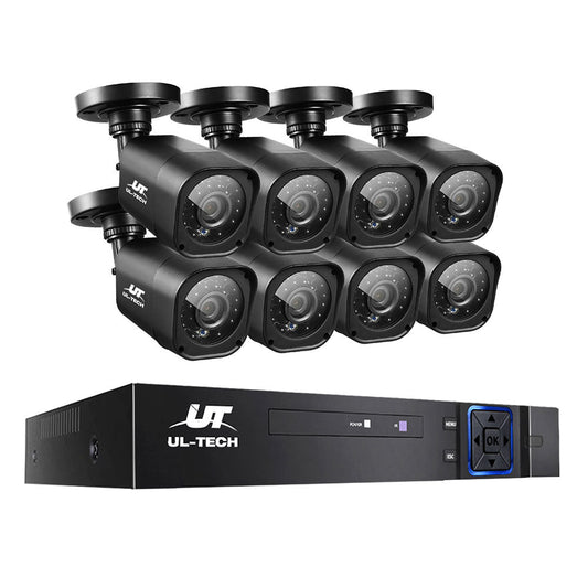 UL-TECH 8CH 5 IN 1 DVR CCTV Security System Video Recorder /w 8 Cameras 1080P HDMI Black-0