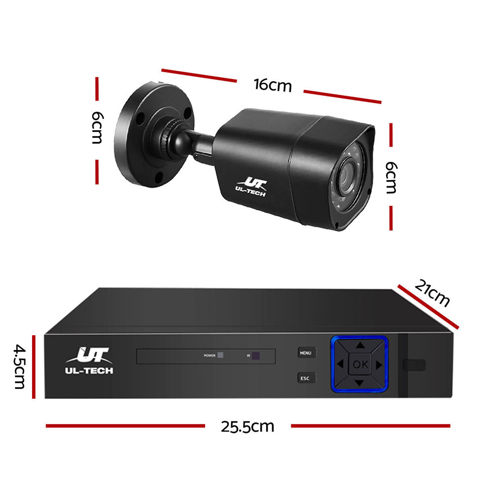 UL-TECH 8CH 5 IN 1 DVR CCTV Security System Video Recorder /w 8 Cameras 1080P HDMI Black-1