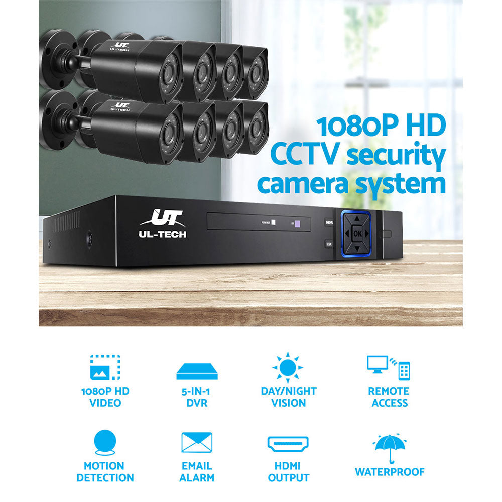UL-TECH 8CH 5 IN 1 DVR CCTV Security System Video Recorder /w 8 Cameras 1080P HDMI Black-3