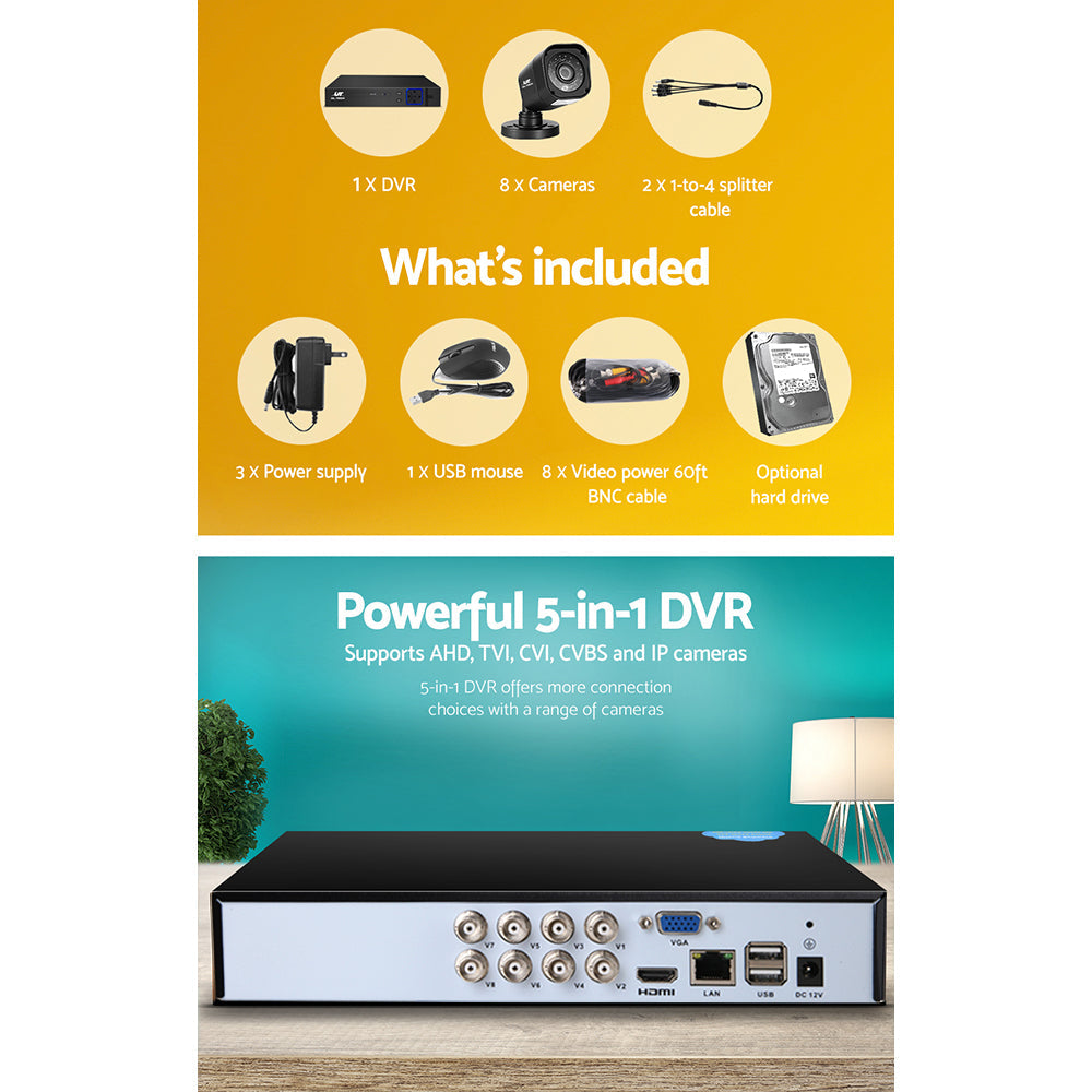 UL-Tech CCTV Security System 2TB 8CH DVR 1080P 8 Camera Sets-3