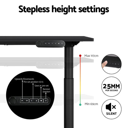 Artiss Electric Standing Desk Height Adjustable Sit Stand Desks Table Black-4