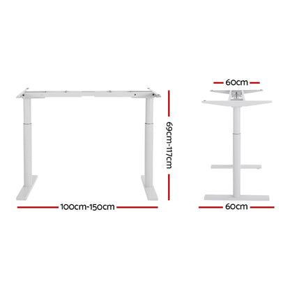 Artiss Standing Desk Sit Stand Motorised Adjustable Frame Only Dual Motor White-1
