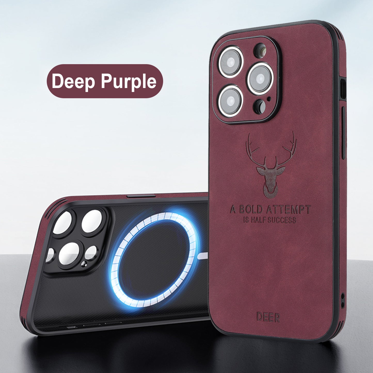 Phone Case Deer Head Built-in Magnetic Drop-resistant Protective Cover