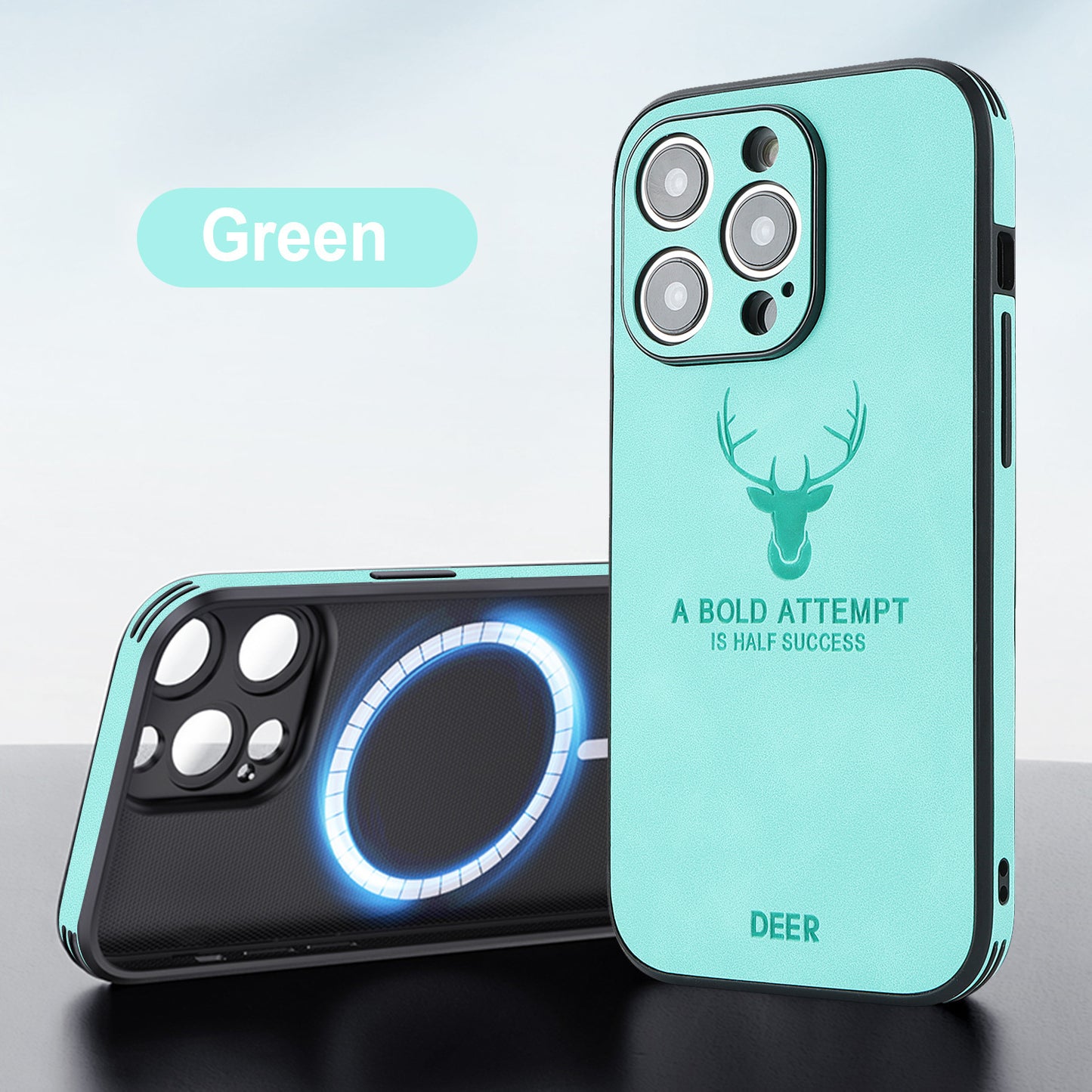 Phone Case Deer Head Built-in Magnetic Drop-resistant Protective Cover