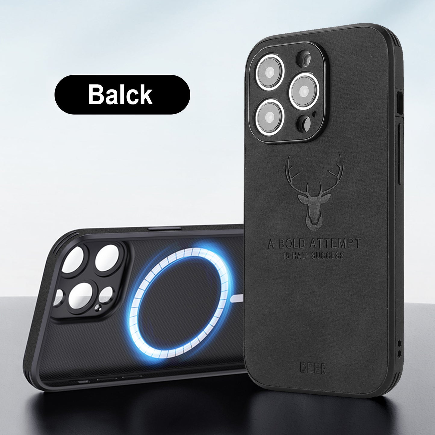 Phone Case Deer Head Built-in Magnetic Drop-resistant Protective Cover