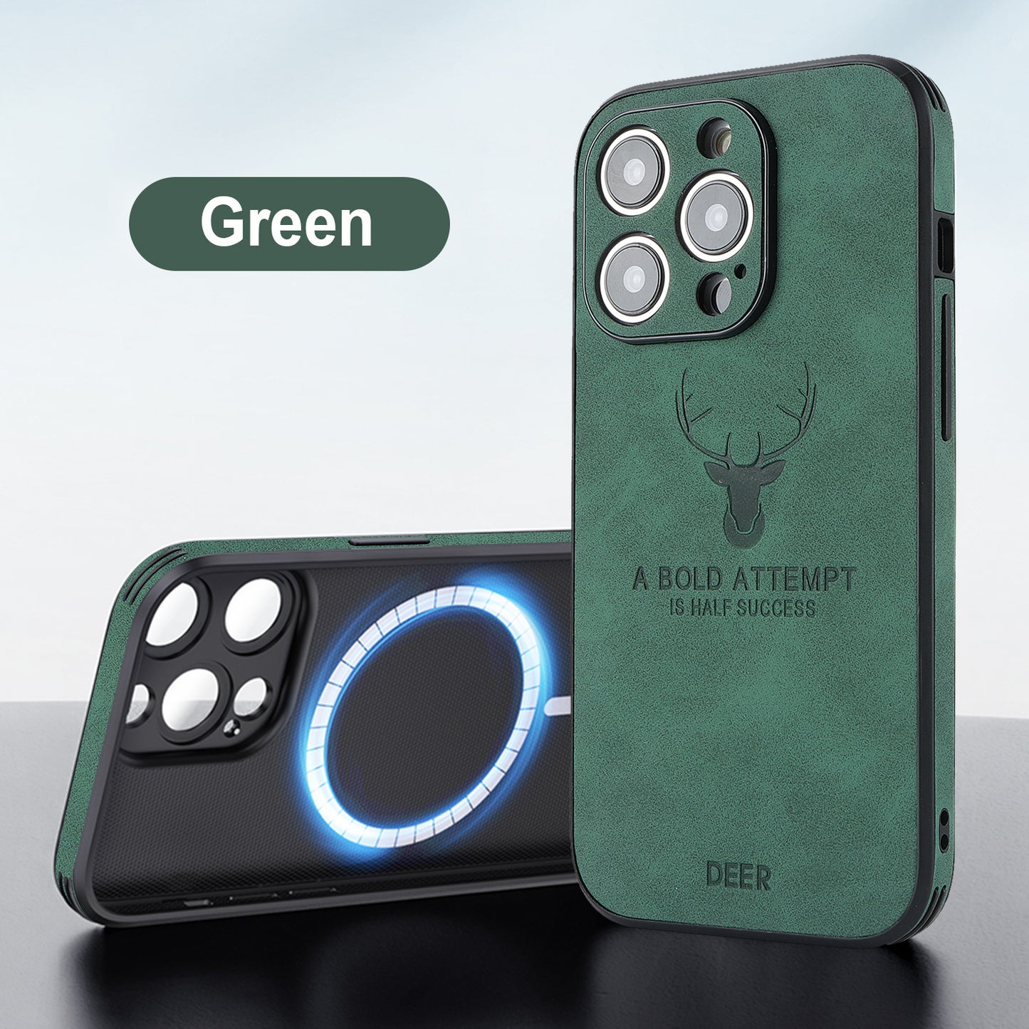Phone Case Deer Head Built-in Magnetic Drop-resistant Protective Cover