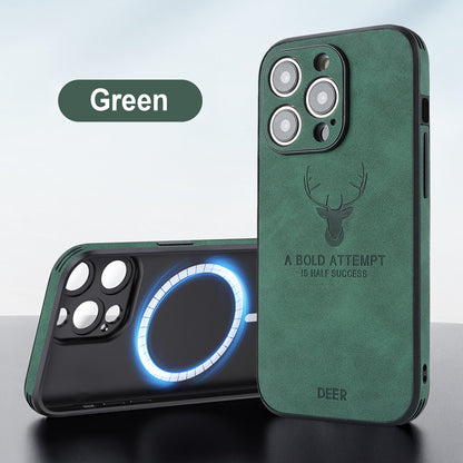 Phone Case Deer Head Built-in Magnetic Drop-resistant Protective Cover