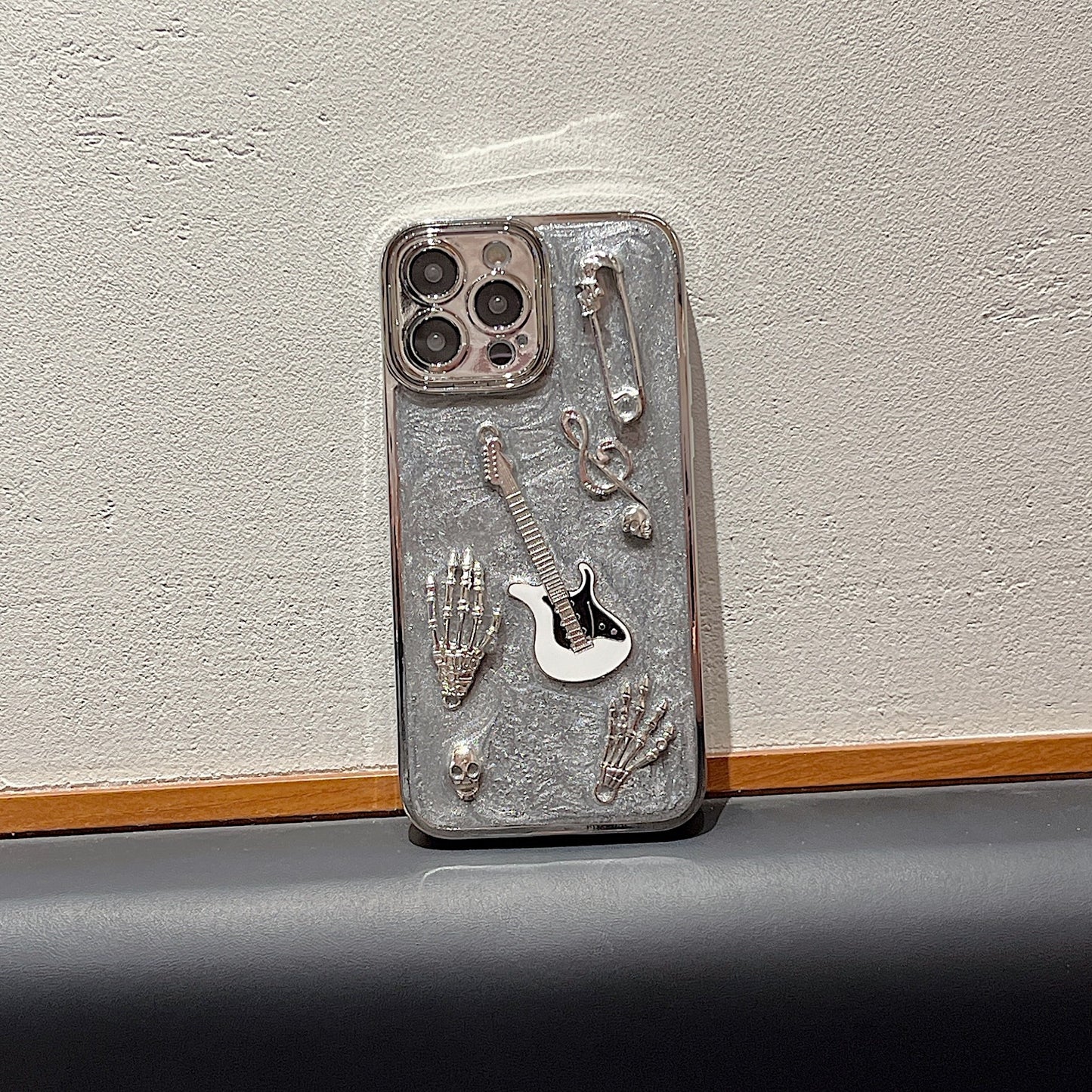 Cement Gray Metal Guitar Electroplating Protective Cover Phone Case