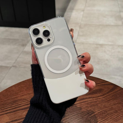 Phone Case Magnetic Up And Down Plug AF Transparent Stitching Two-color Protective Sleeve