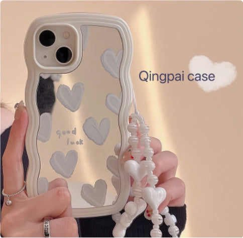 Wavy Edge Mirror Love Suitable For Phone Case Silicone All-pack