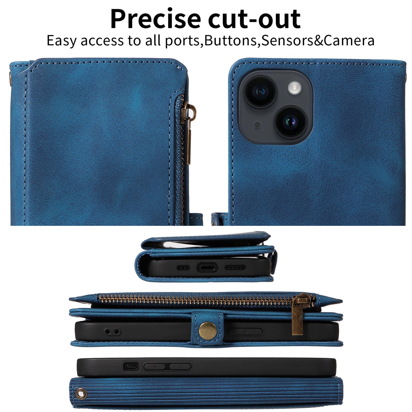 Wallet Flip Zipper Phone Leather Case