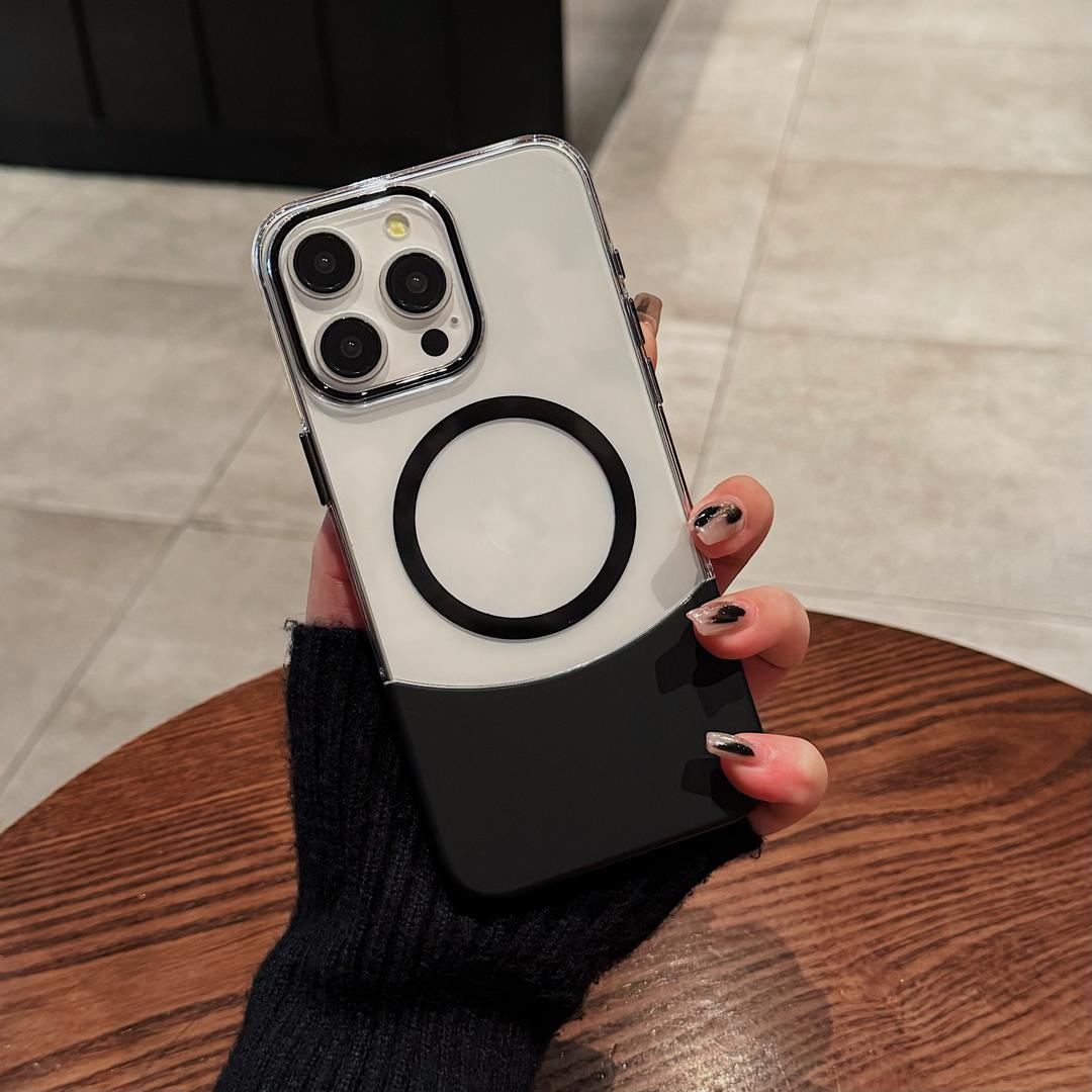 Phone Case Magnetic Up And Down Plug AF Transparent Stitching Two-color Protective Sleeve